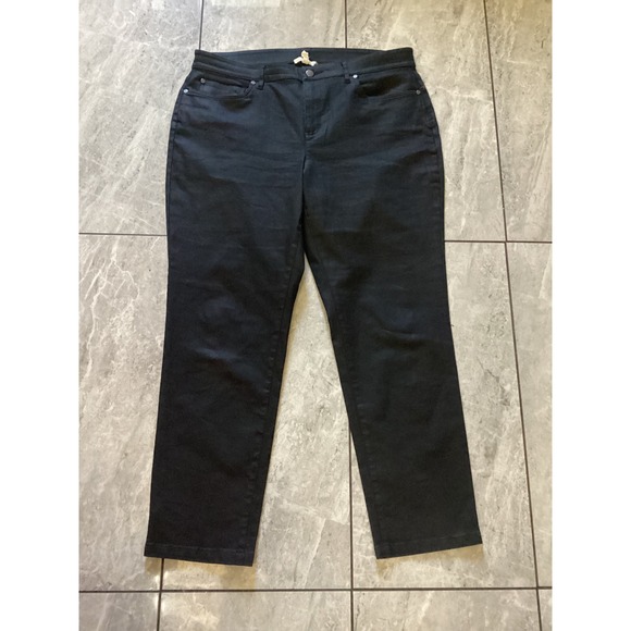 Eileen Fisher Denim - Eileen Fisher Black Washable Stretch Slim Leg Coated Jeans Women's Size 14